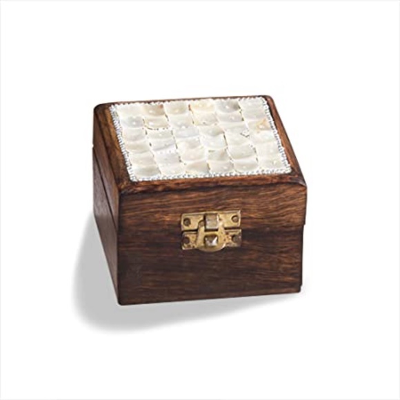 NWT Small Mother of Pearl WoodenJewelry Box - Picture 1 of 2